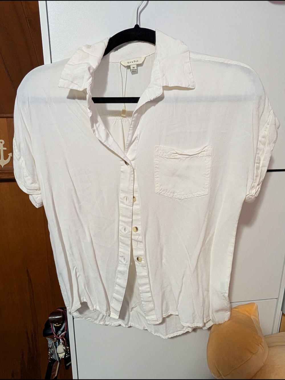 Rails White Short-Sleeve Button Down Shirt